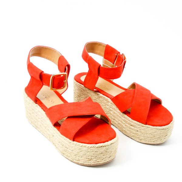 Sandalias Plataforma Yute Naranja